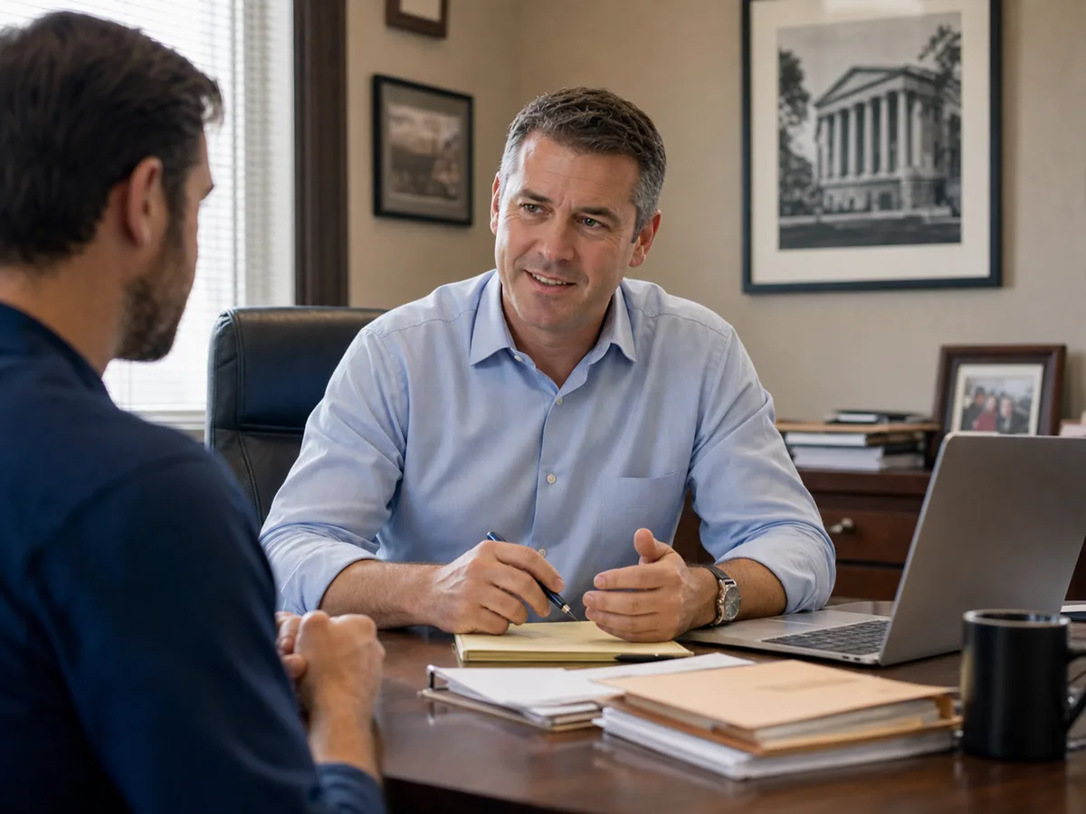 Law firm intake manager reviewing client inquiry follow-up for Google Local Services Ads
